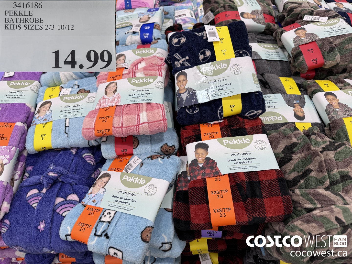 3416186 PEKKLE BATHROBE KIDS SIZES 2/3-10/12 $14.99