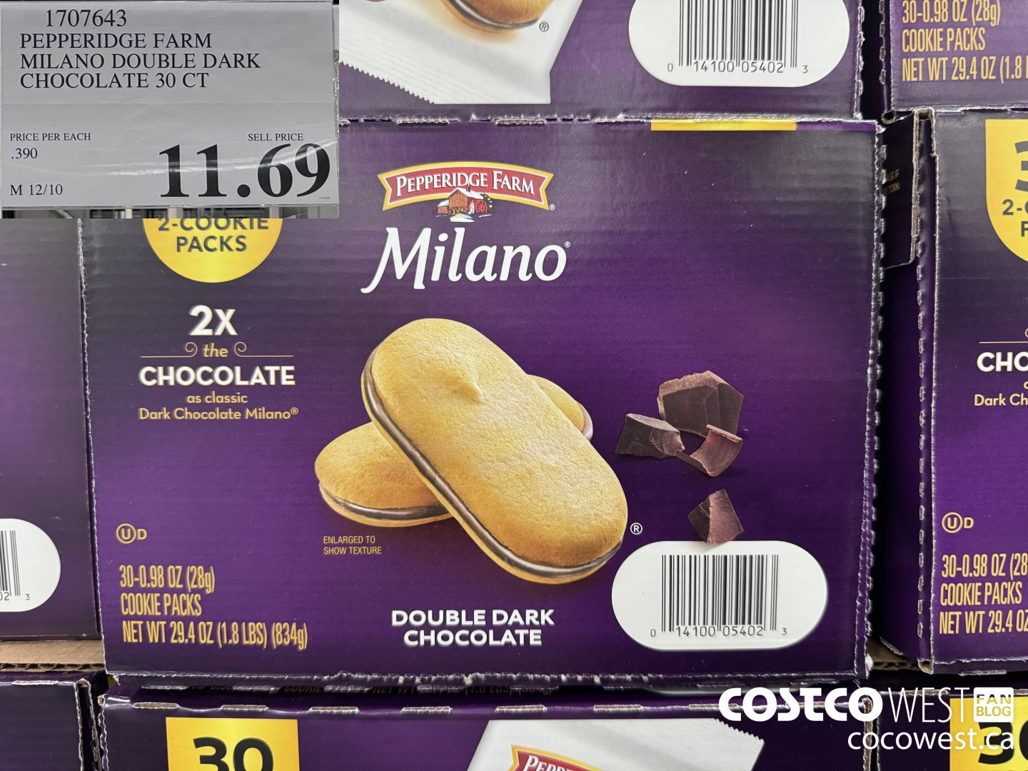 1707643 PEPPERIDGE FARM MILANO DOUBLE DARK CHOCOLATE 30 CT $11.69