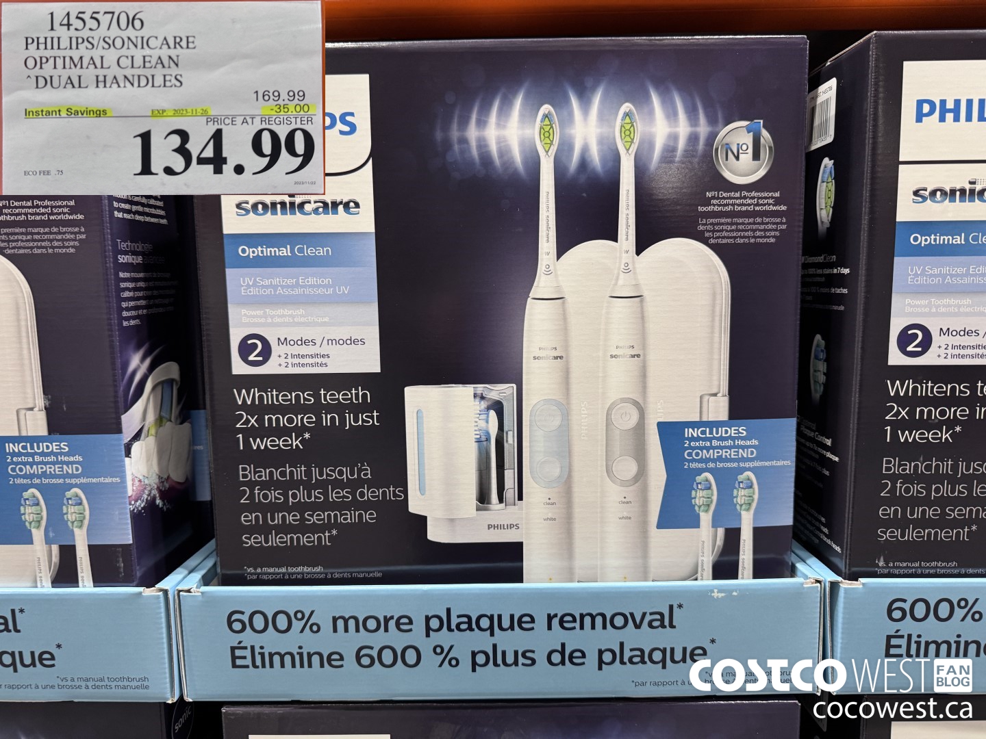 1455706 PHILIPS/SONICARE OPTIMAL CLEAN DUAL HANDLES ($35.00 INSTANT SAVINGS EXPIRES ON 2023-11-26) $134.99