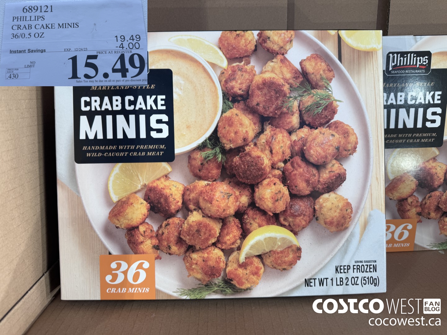 689121 PHILLIPS CRAB CAKE MINIS 36/0.5 OZ ($4.00 INSTANT SAVINGS EXPIRES ON 2023-12-24) $15.49