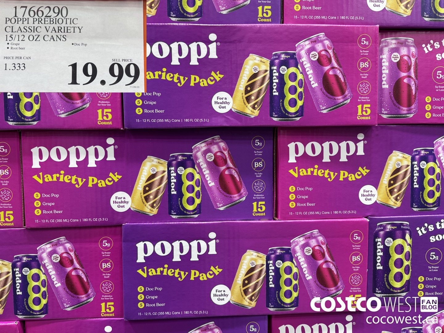 1766290 POPPI PREBIOTIC CLASSIC VARIETY 15/12 OZ CANS $19.99