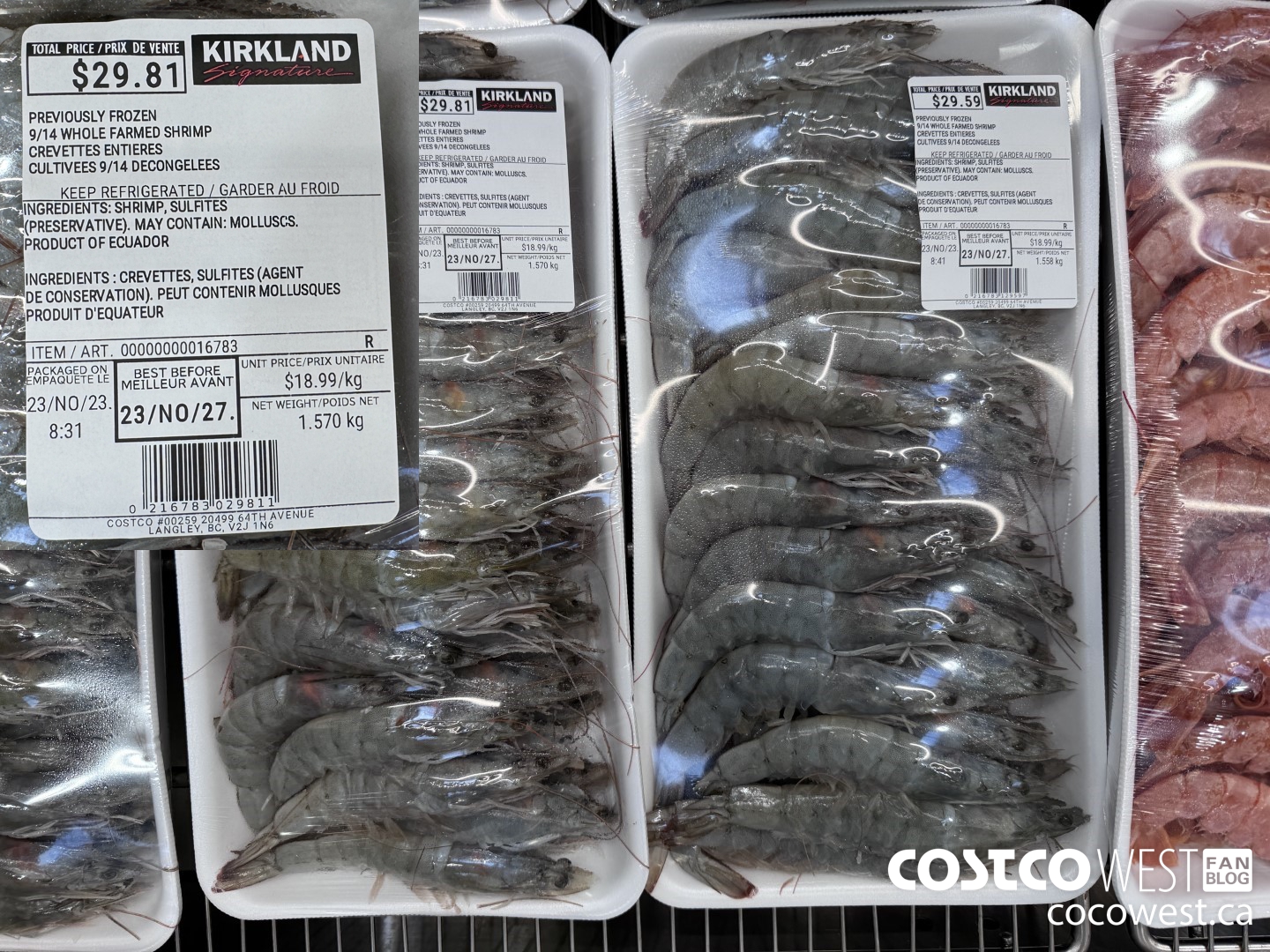 16783 PREVIOUSLY FROZEN 9/14 WHOLE FARMED SHRIMP $18.99