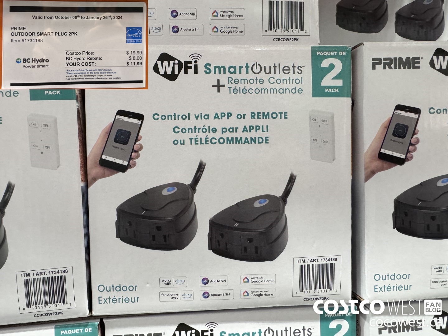 1734188 PRIME OUTDOOR SMART PLUG 2PK ($8.00 INSTANT SAVINGS EXPIRES ON 2024-01-26) $11.99