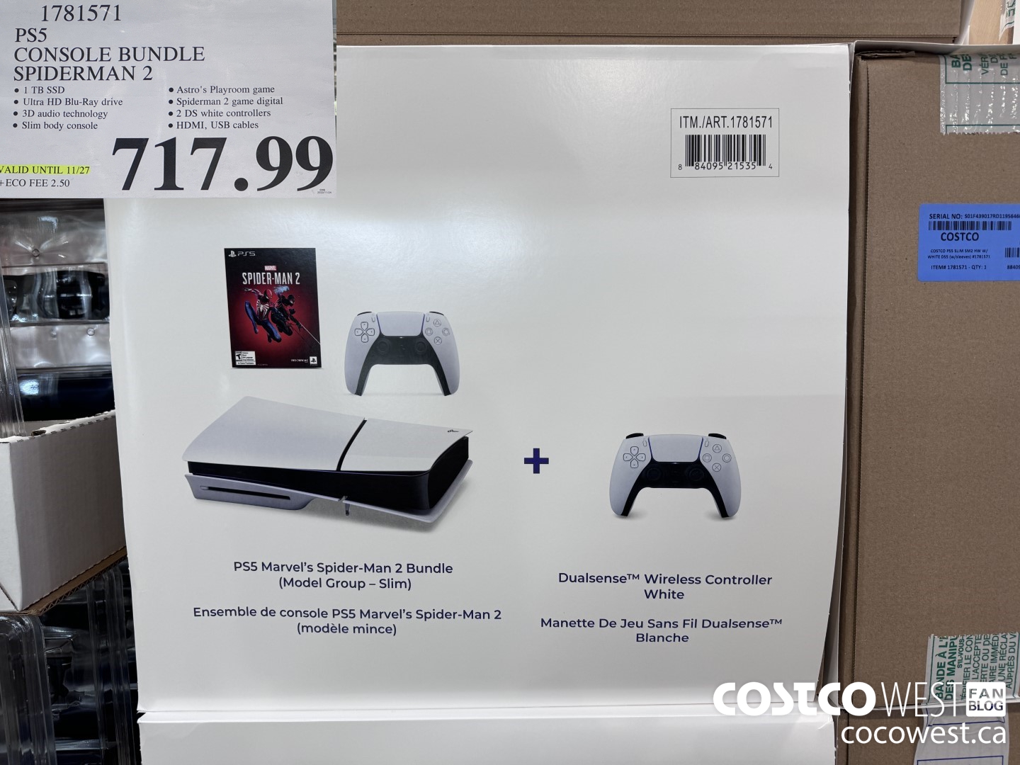 1781571 PS5 CONSOLE BUNDLE SPIDERMAN 2 (EXPIRES ON 2023-11-27) $717.99