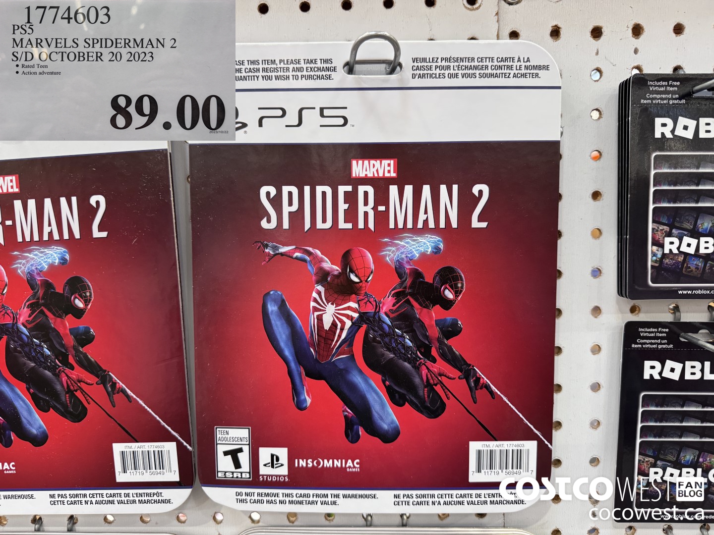 1774603 PS5 MARVEL SPIDERMAN 2 S/D OCTOBER 20 2023 $89.00
