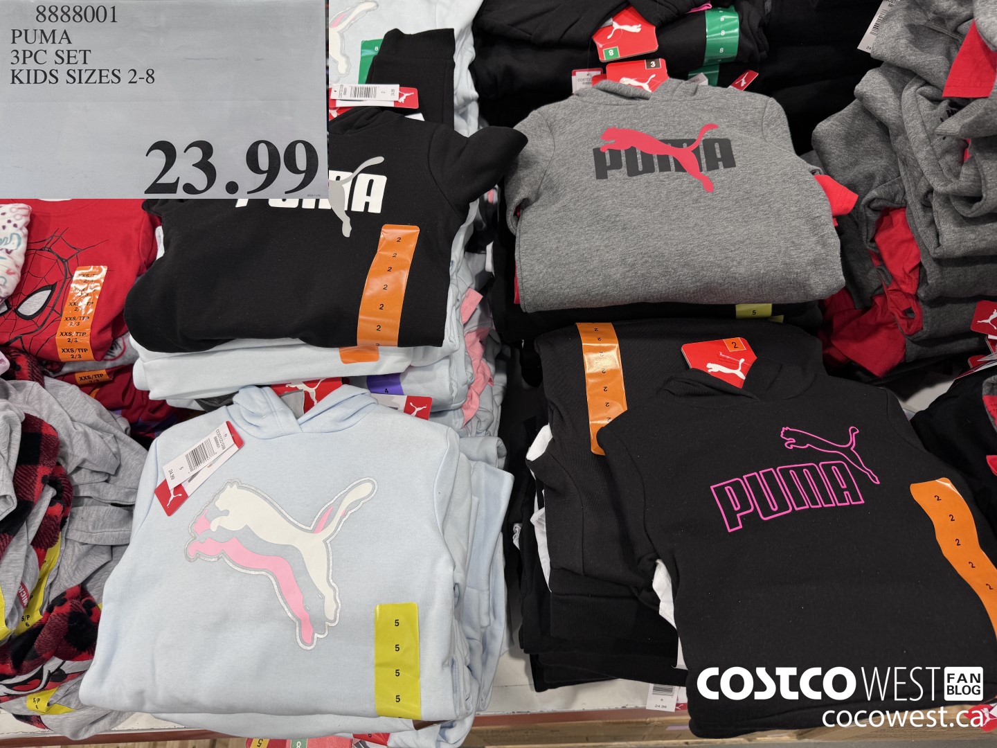 8888001 PUMA 3PC SET KIDS SIZES 2-8 $23.99