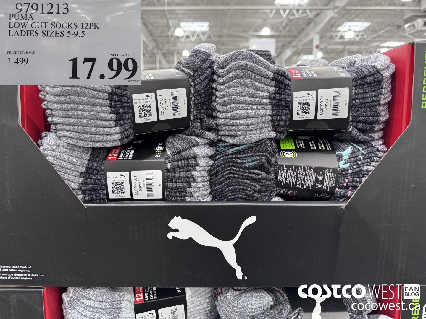 9791213 PUMA LOW CUT SOCKS 12PK LADIES SIZES 5-9.5 $17.99