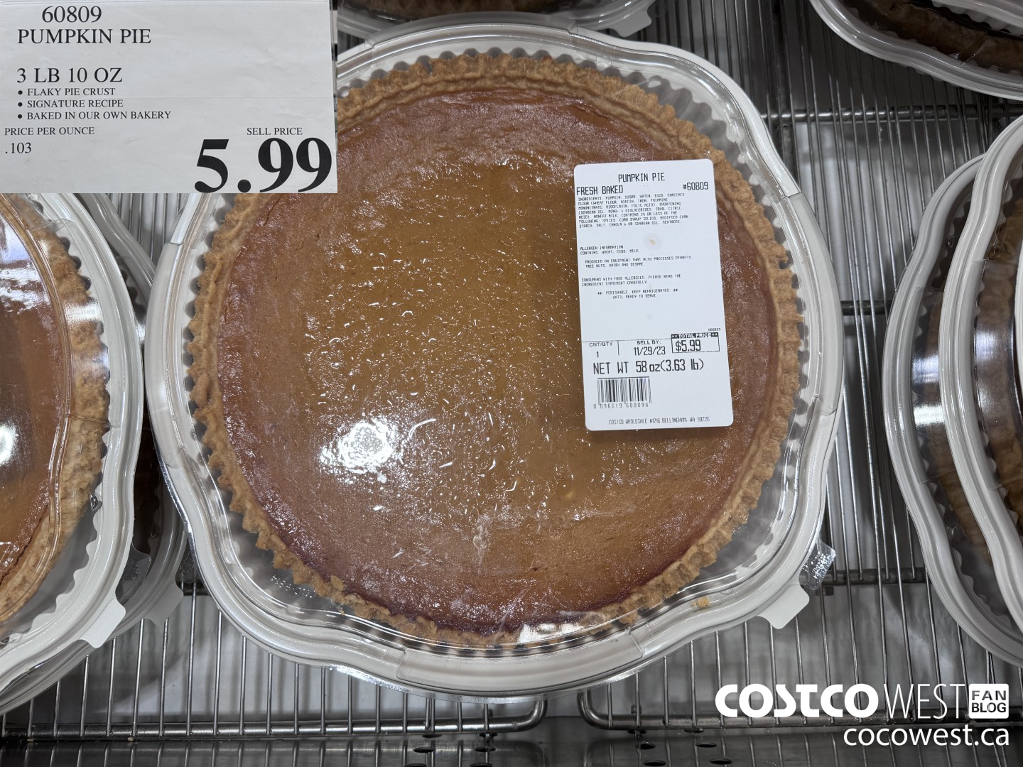 60809 PUMPKIN PIE 3 LB 3 OZ $5.99