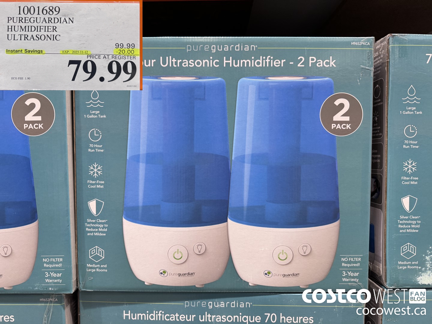 1001689 PUREGUARDIAN ULTRASONIC HUMIDIFIER COOL MIST ($20.00 INSTANT SAVINGS EXPIRES ON 2023-11-12) $79.99