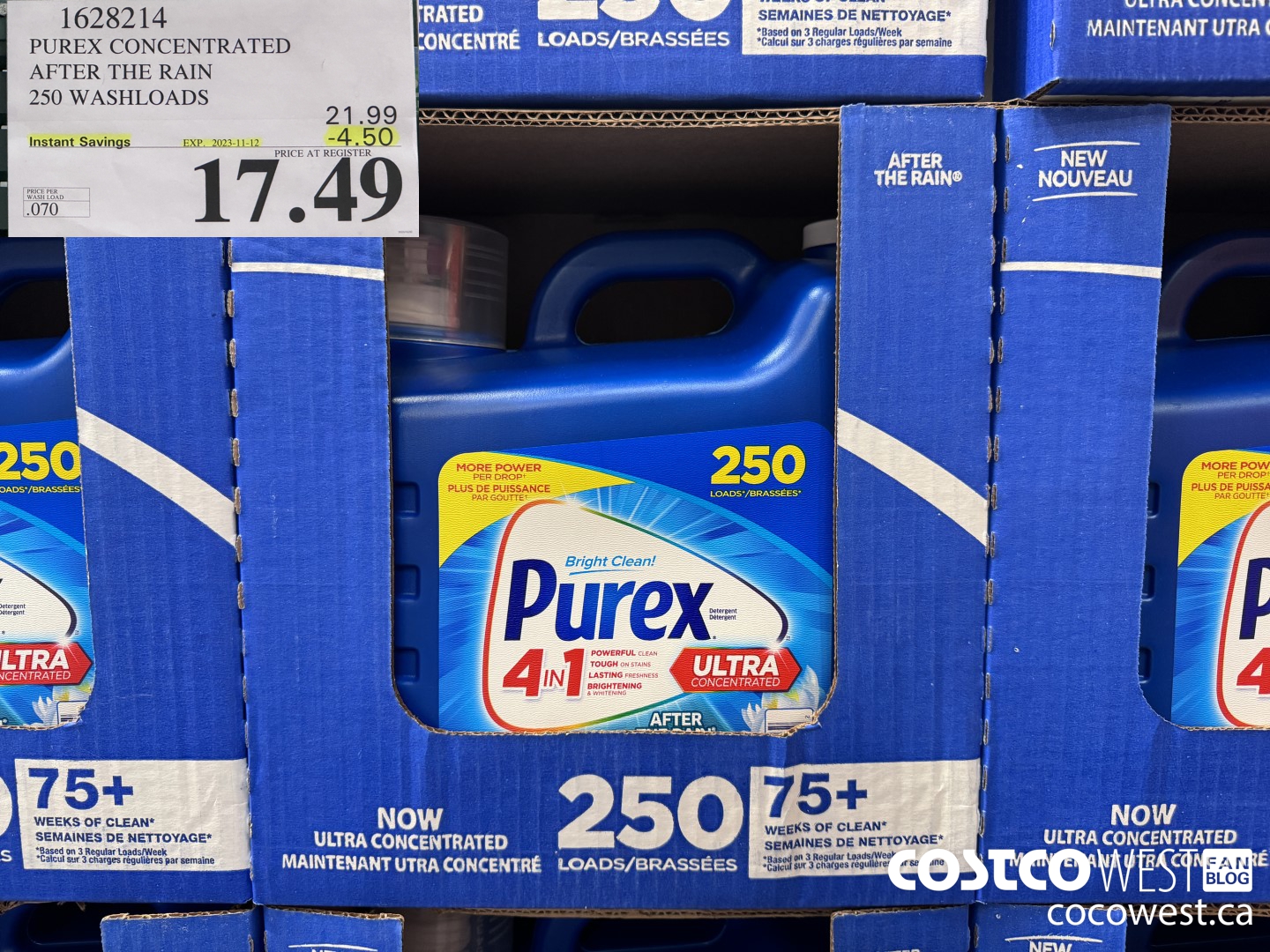 1628214 PUREX CONCENTRATED AFTER THE RAIN 250 WASHLOADS ($4.50 INSTANT SAVINGS EXPIRES ON 2023-11-12) $17.49