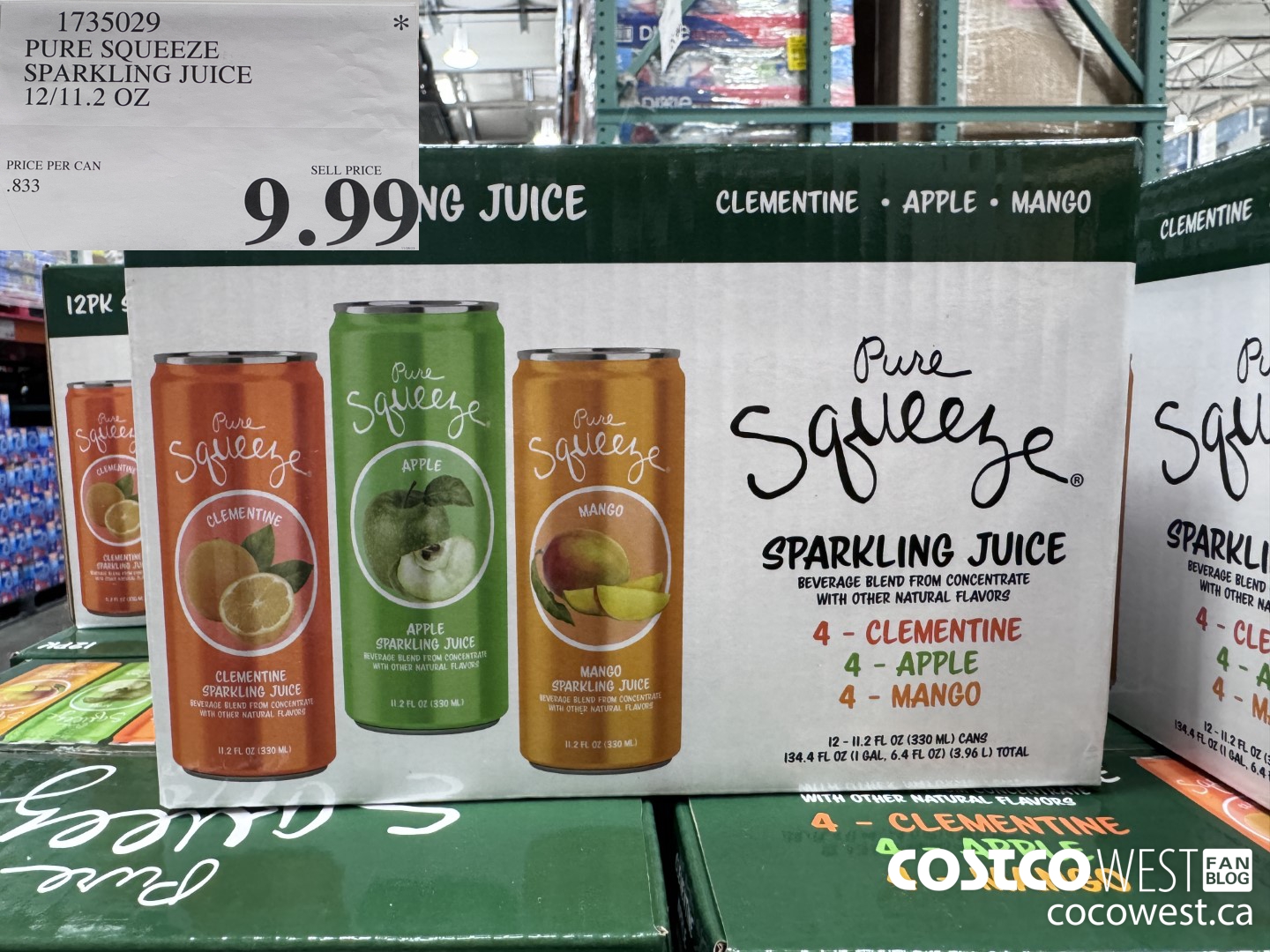 1735029 PURE SQUEEZE SPARKLING JUICE 12/11.2 OZ $9.99