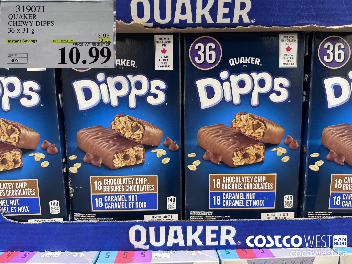 319071 QUAKER CHEWY DIPPS 36 X 31G ($3.00 INSTANT SAVINGS EXPIRES ON 2023-11-26) $10.99
