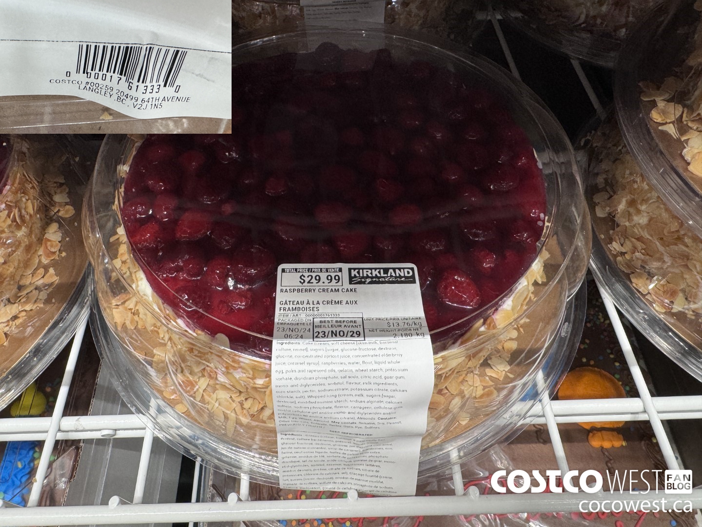 1761333 RASBPERRY CREAM CAKE $29.99