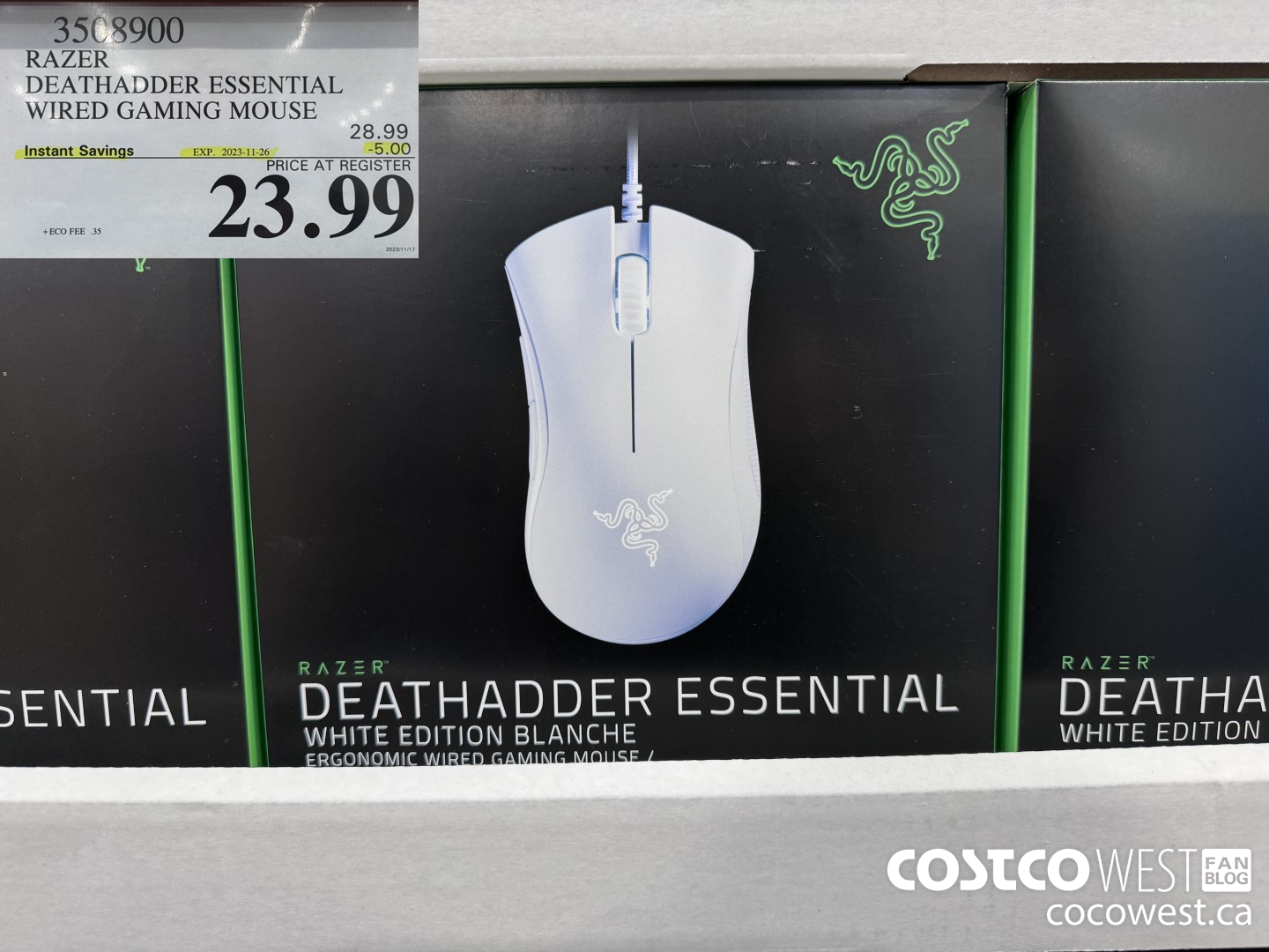 3508900 RAZER DEATHADDER ESSENTIAL WIRED GAMING MOUSE ($5.00 INSTANT SAVINGS EXPIRES ON 2023-11-26) $23.99