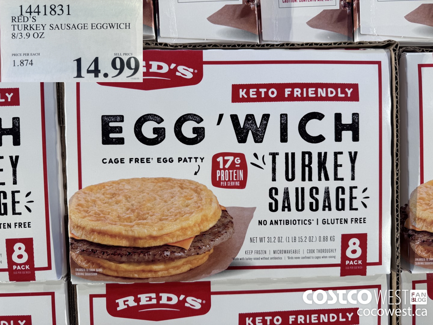 1441831 RED'S TURKEY SAUSAGE EGGWICH 8/3.9 OZ $14.99