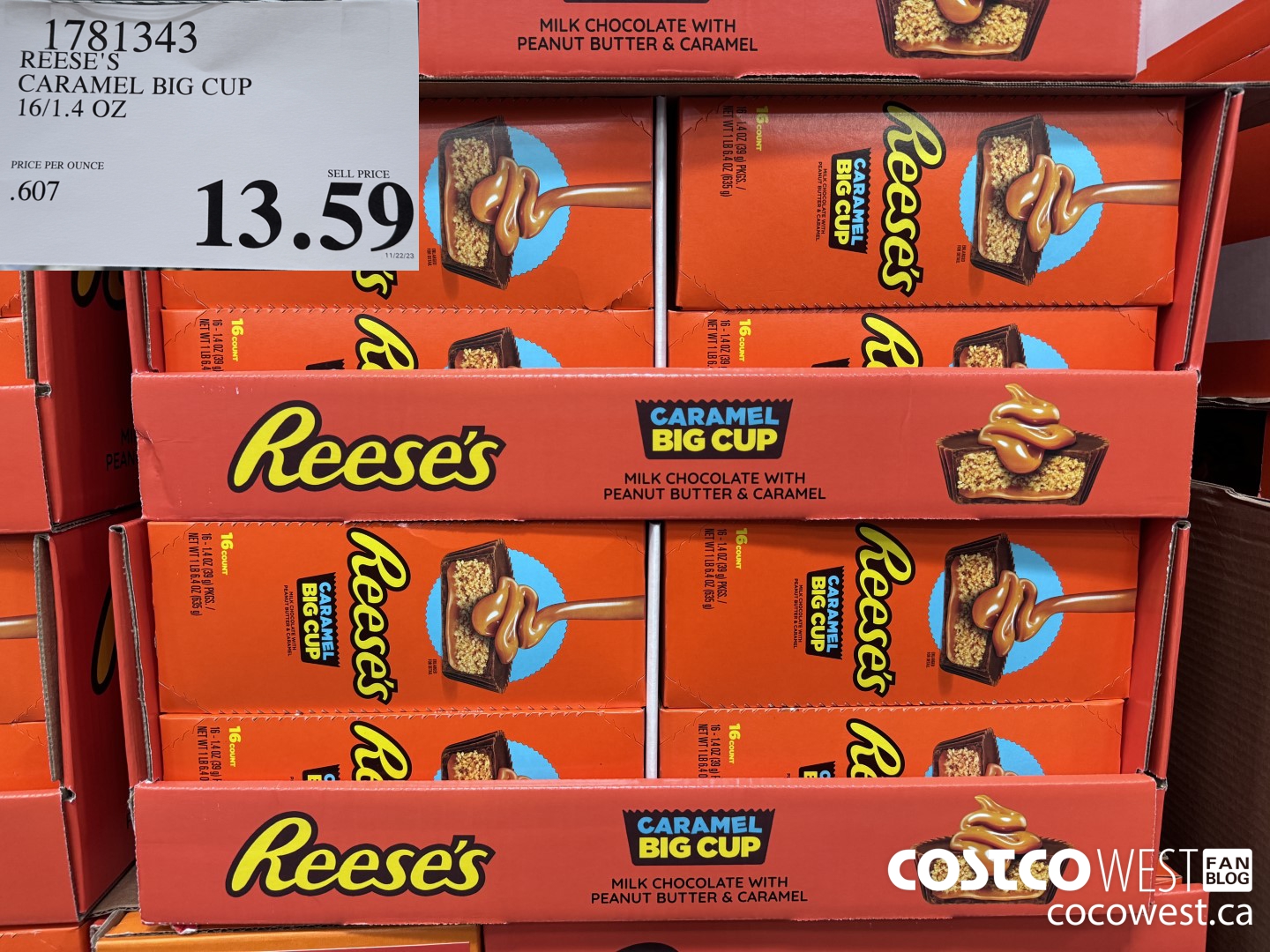 1781343 REESE'S CARAMEL BIG CUP 16/1.4 OZ $13.59