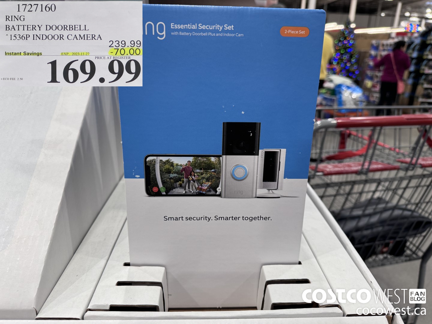 1727160 RING BATTERY DOORBELL 1536P INDOOR CAMERA ($70.00 INSTANT SAVINGS EXPIRES ON 2023-11-27) $169.99