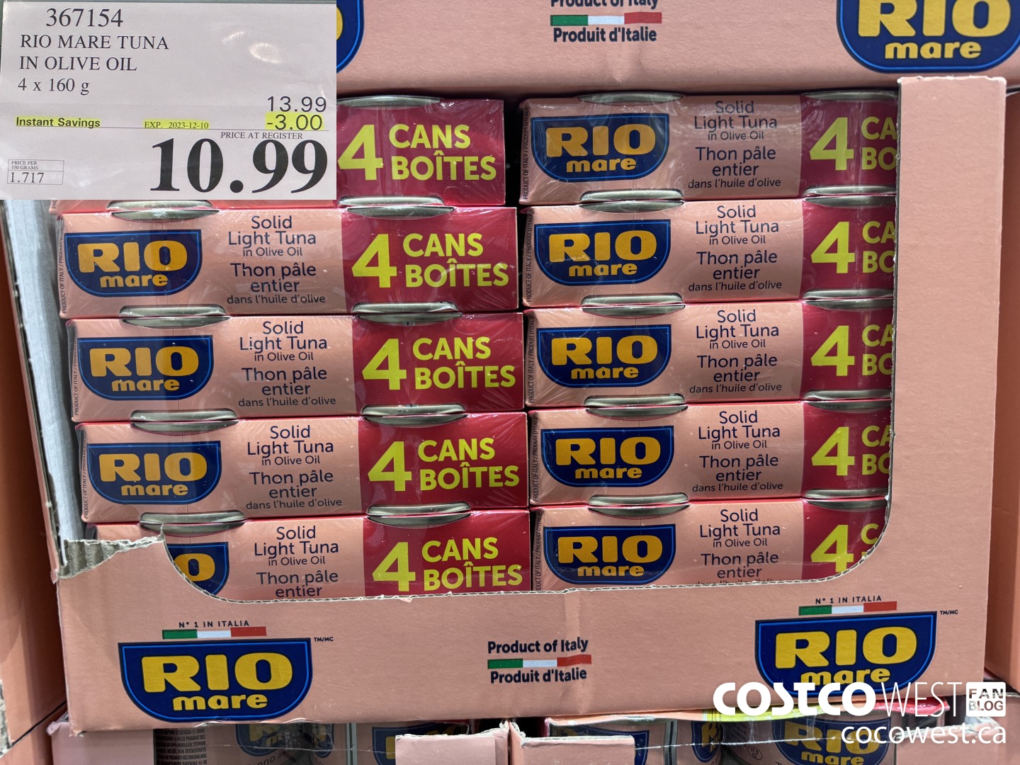 367154 RIO MARE TUNA IN OLIVE OIL 4 x 160 g ($3.00 INSTANT SAVINGS EXPIRES ON 2023-12-10) $10.99