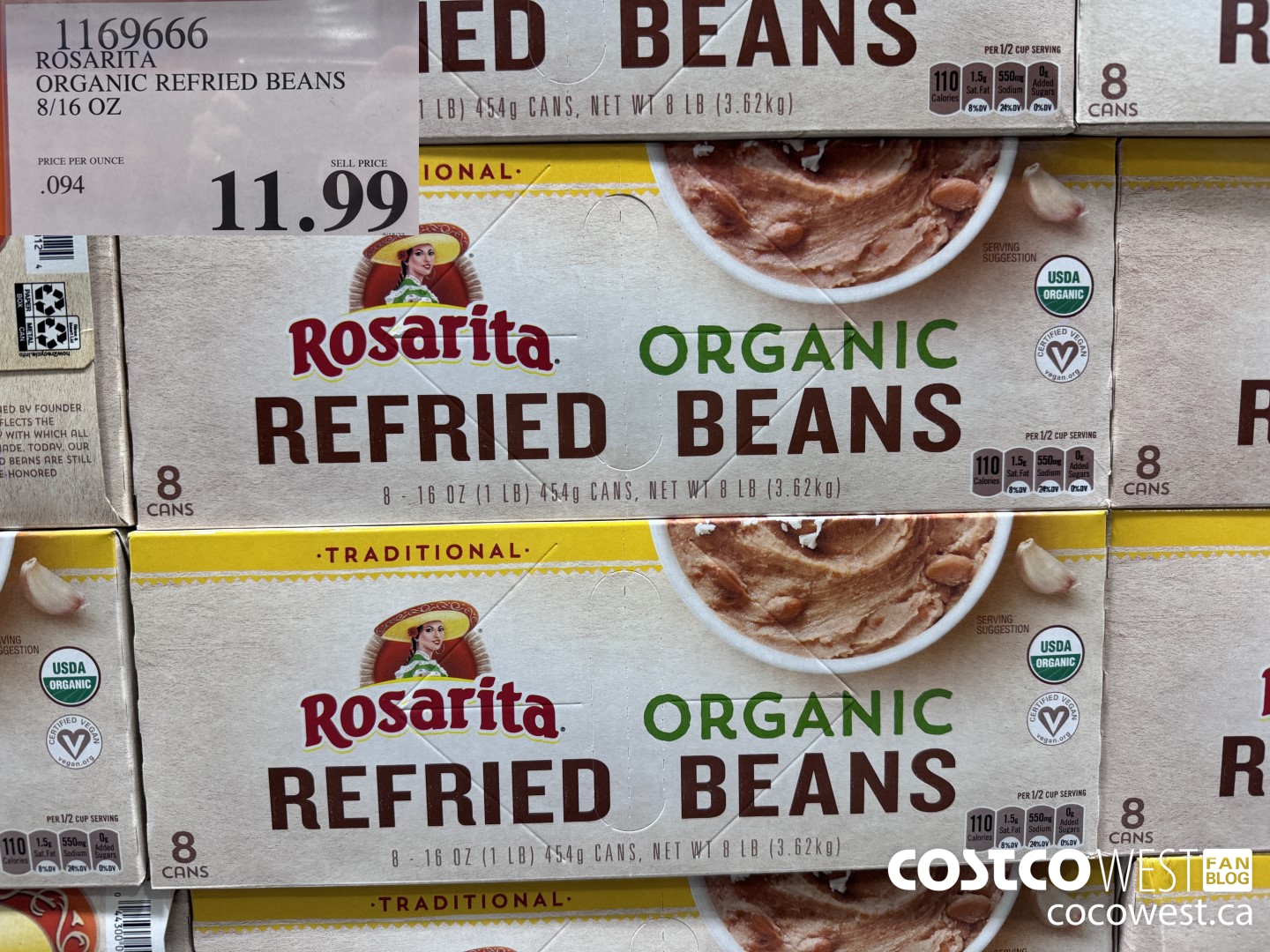 1169666 ROSARITA ORGANIC REFRIED BEANS 8/16 OZ $11.99