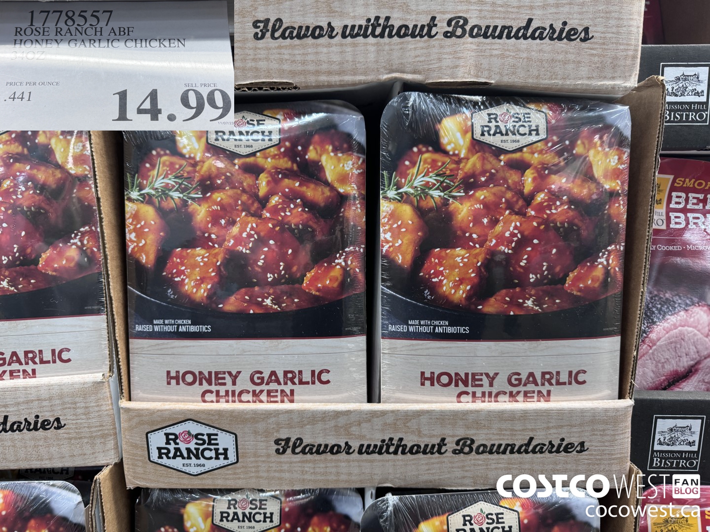 1778557 ROSE RANCH ABF HONEY GARLIC CHICKEN 34 OZ $14.99