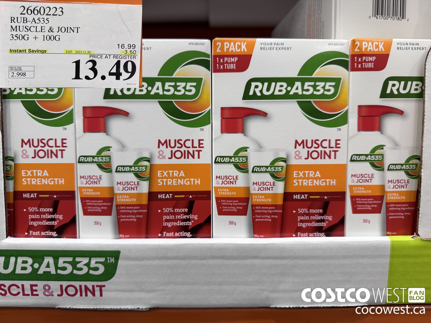 2660223 RUB-A535 MUSCLE & JOINT 350G + 100G ($3.50 INSTANT SAVINGS EXPIRES ON 2023-11-26) $13.49