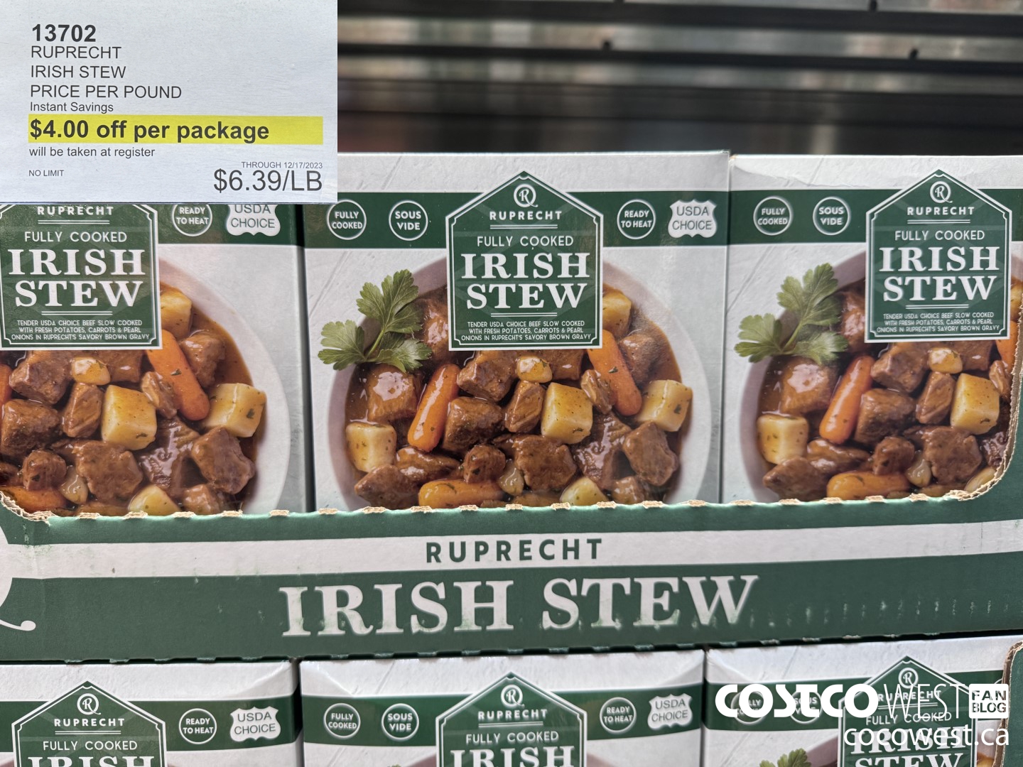 13702 RUPRECHT BEEF IRISH STEW PRICE PER POUND ($4.00 INSTANT SAVINGS EXPIRES ON 2023-12-17) $6.39