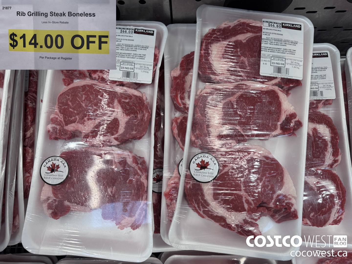 21877 Rib Grilling Steak Boneless  ($14.00 INSTANT SAVINGS)