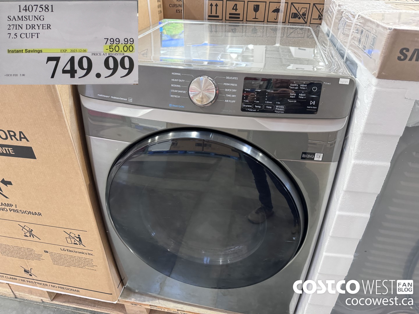 1407581 SAMSUNG 27IN DRYER 7.5 CUFT ($50.00 INSTANT SAVINGS EXPIRES ON 2023-12-06) $749.99