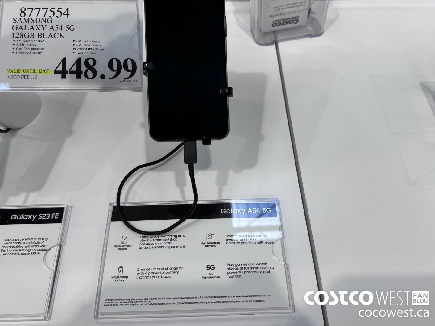 8777554 SAMSUNG GALAXY A54 5G 128GB BLACK (EXPIRES ON 2023-12-07) $448.99