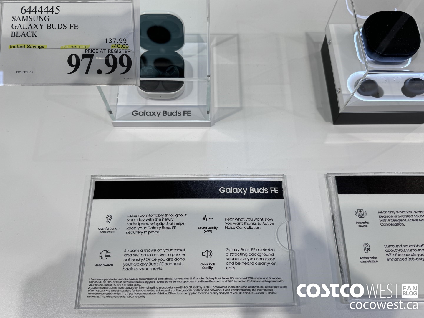 6444445 SAMSUNG GALAXY BUDS FE BLACK ($40.00 INSTANT SAVINGS EXPIRES ON 2023-11-30) $97.99