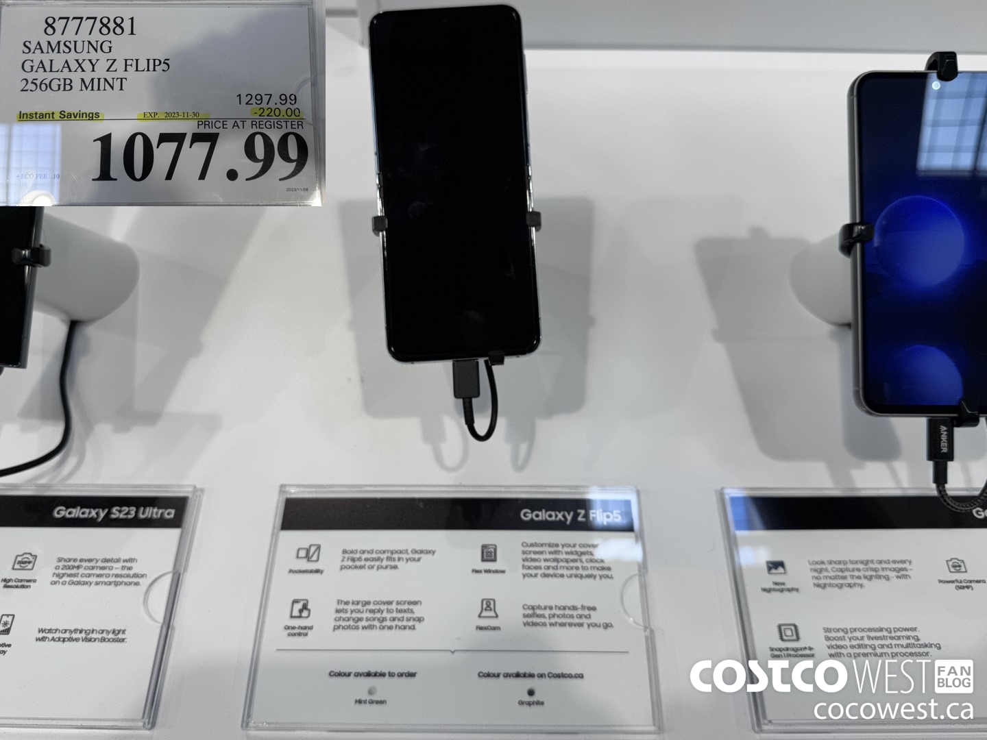 8777881 SAMSUNG GALAXY Z FLIP5 256GB MINT ($220.00 INSTANT SAVINGS EXPIRES ON 2023-11-30) $1077.99