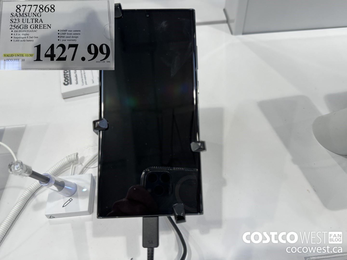 8777868 SAMSUNG S23 ULTRA 256GB GREEN (EXPIRES ON 2023-11-30) $1427.99