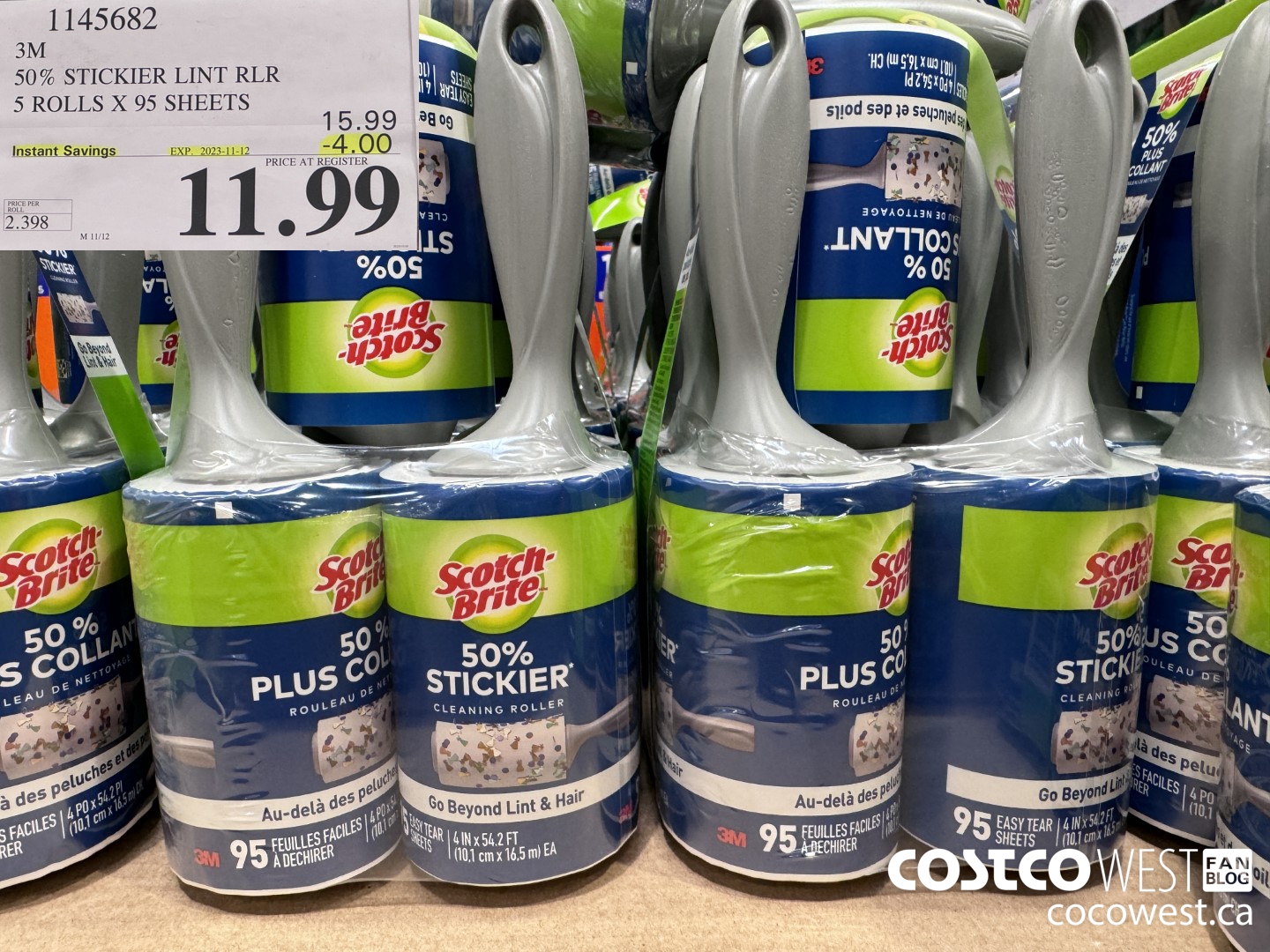 1145682 SCOTCH BRITE 50% STICKIER LINT RLR 5/95 SHEET ROLLERS ($4.00 INSTANT SAVINGS EXPIRES ON 2023-11-12) $11.99