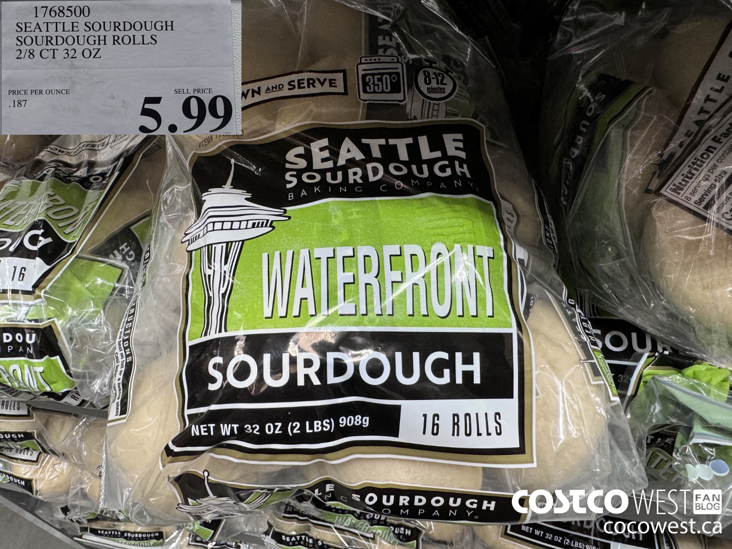 1768500 SEATTLE SOURDOUGH SOURDOUGH ROLLS 2/8 CT 32 OZ $5.99