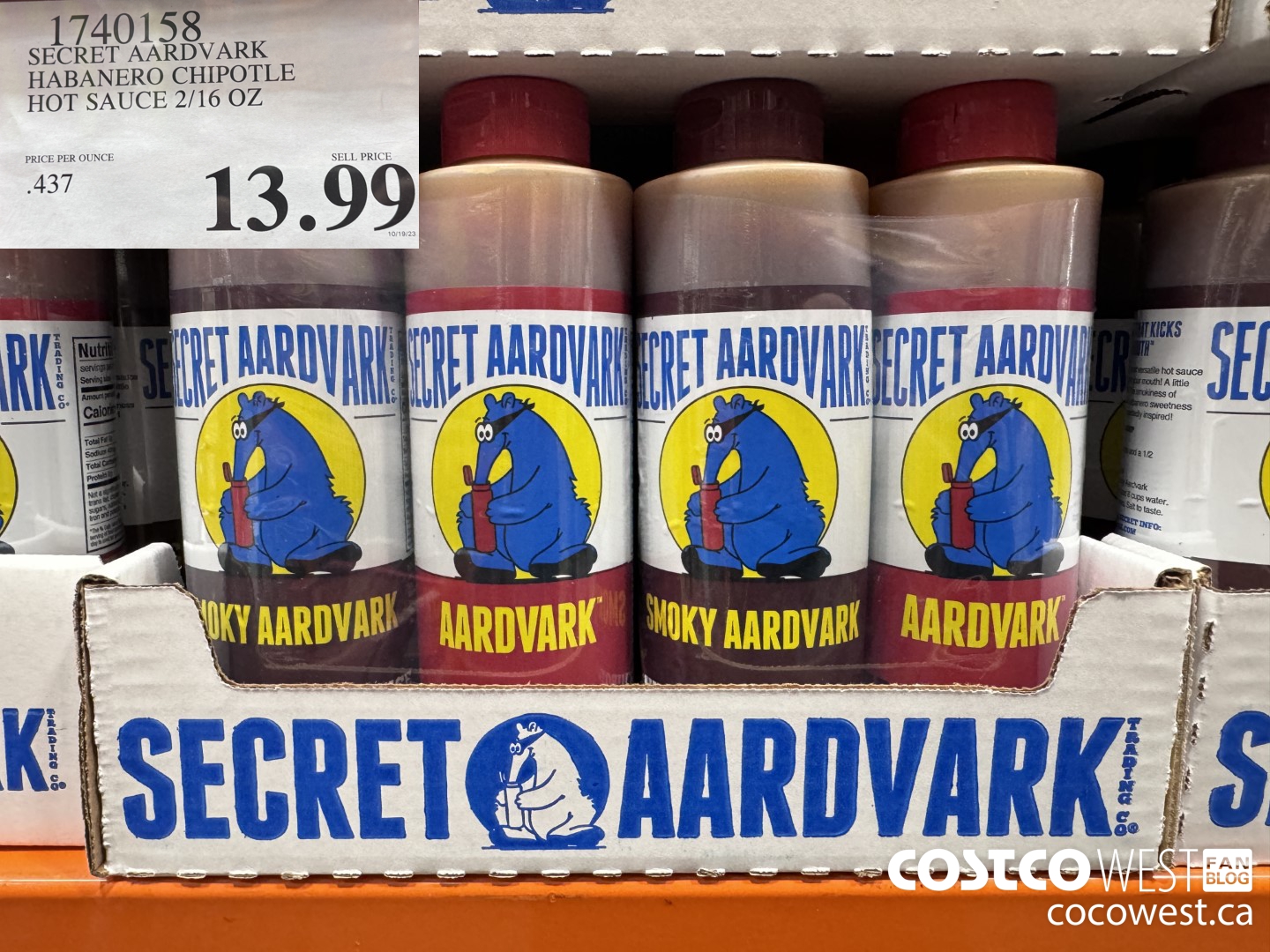 1740158 SECRET AARDVARK HABANERO CHIPOTLE HOT SAUCE 2/16 OZ $13.99