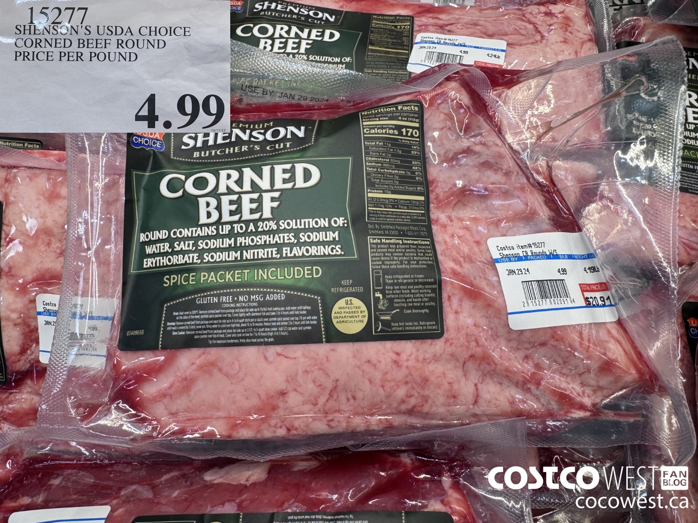 15277 SHENSON'S USDA CHOICE CORNED BEEF ROUND PRICE PER POUND $4.99