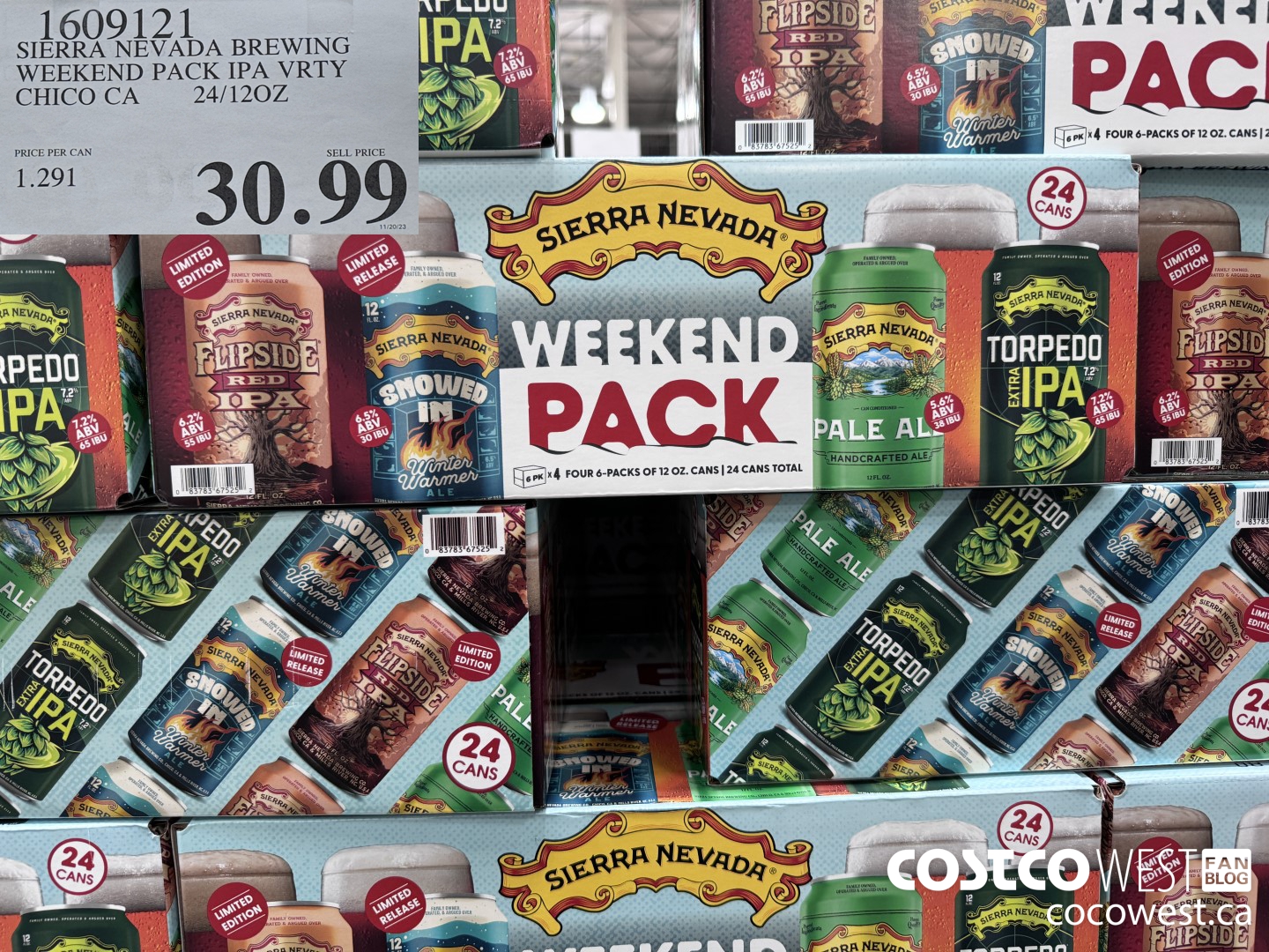 1609121 SIERRA NEVADA BREWING WEEKEND PACK IPA VRTY CHICO CA 24/12OZ $30.99