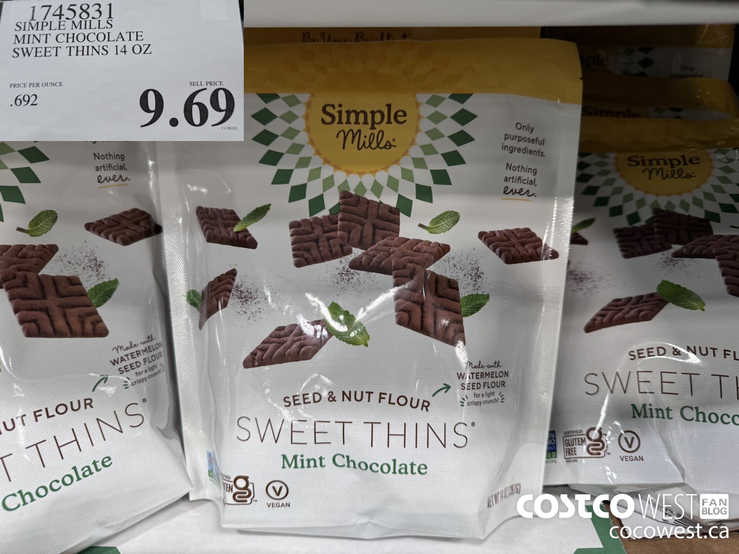 1745831 SIMPLE MILLS MINT CHOCOLATE SWEET THINS 14 OZ $9.69