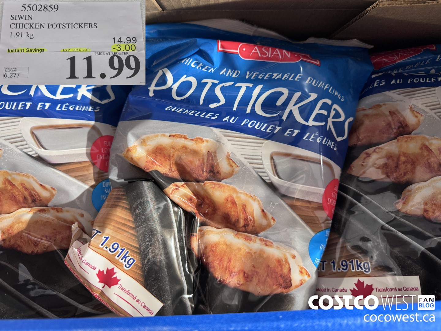 5502859 SIWIN CHICKEN POTSTICKERS 1.91 kg ($3.00 INSTANT SAVINGS EXPIRES ON 2023-12-10) $11.99