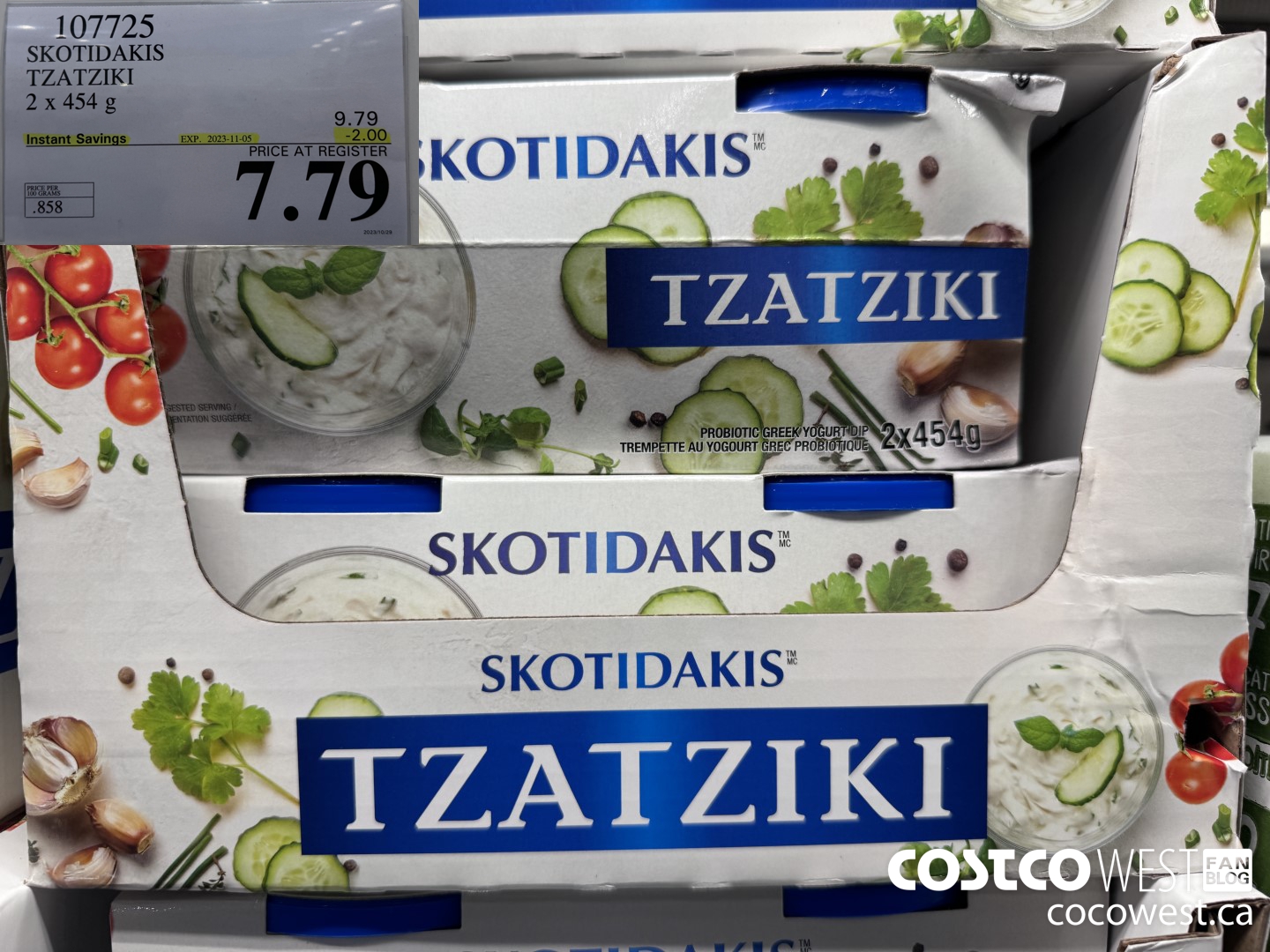 107725 SKOTIDAKIS TZATZIKI 2 x 454g ($2.00 INSTANT SAVINGS EXPIRES ON 2023-11-05) $7.79