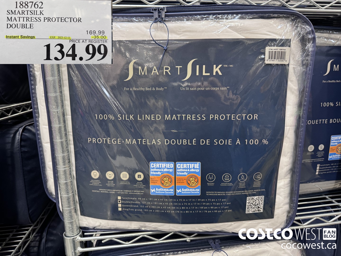 188762 SMARTSILK MATTRESS PROTECTOR DOUBLE ($35.00 INSTANT SAVINGS EXPIRES ON 2023-12-11) $134.99