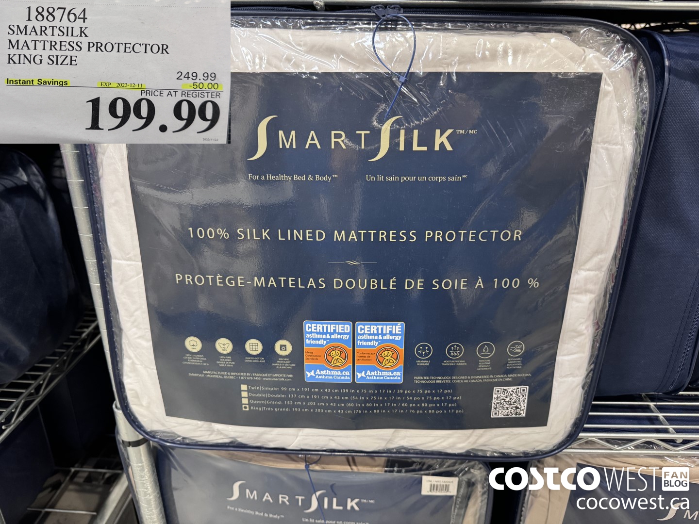 188764 SMARTSILK MATTRESS PROTECTOR KING SIZE ($50.00 INSTANT SAVINGS EXPIRES ON 2023-12-11) $199.99