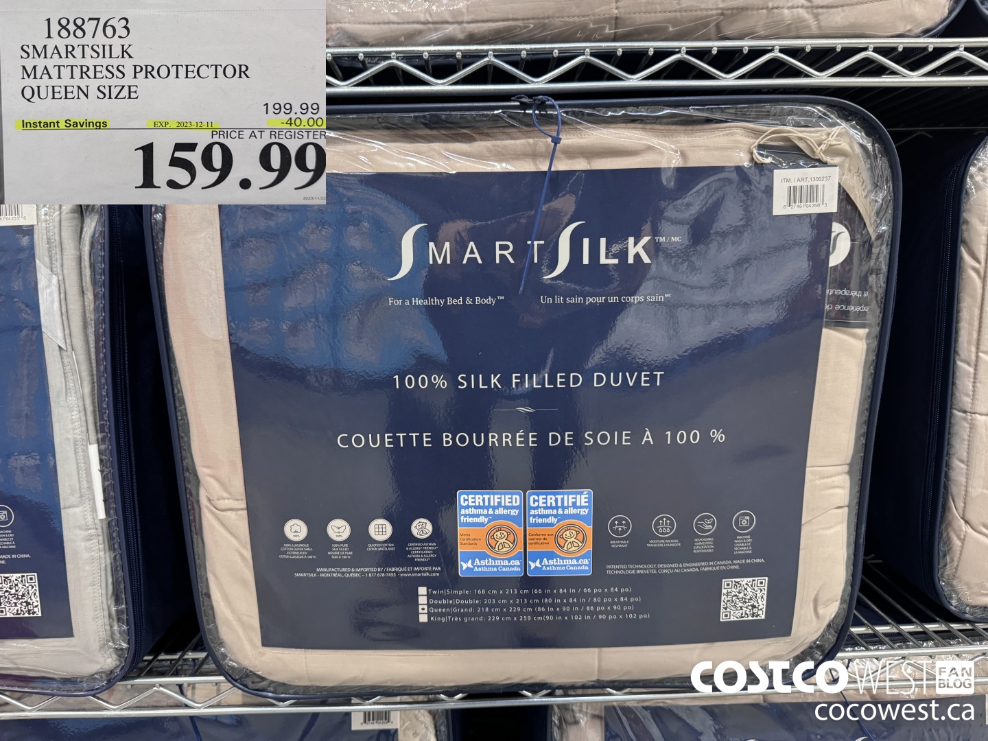 188763 SMARTSILK MATTRESS PROTECTOR QUEEN SIZE ($40.00 INSTANT SAVINGS EXPIRES ON 2023-12-11) $159.99