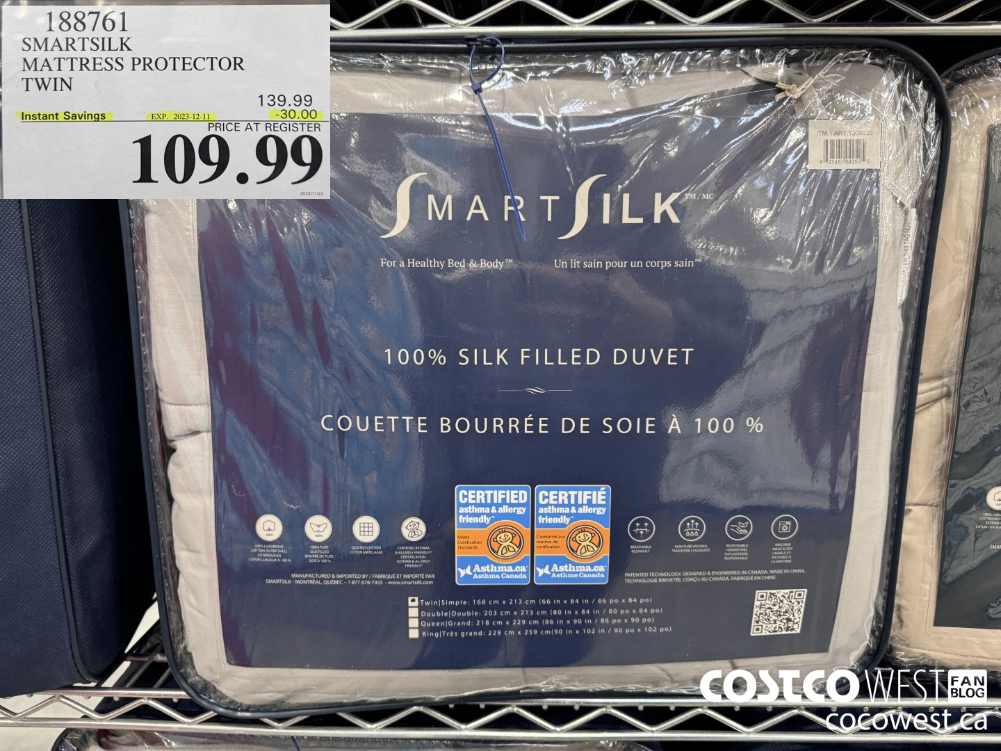 188761 SMARTSILK MATTRESS PROTECTOR TWIN ($30.00 INSTANT SAVINGS EXPIRES ON 2023-12-11) $109.99