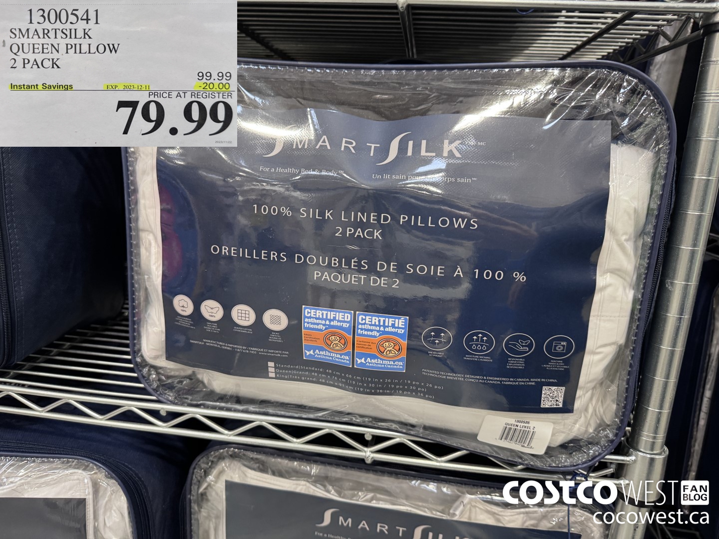 1300541 SMARTSILK QUEEN PILLOW 2 PACK ($20.00 INSTANT SAVINGS EXPIRES ON 2023-12-11) $79.99