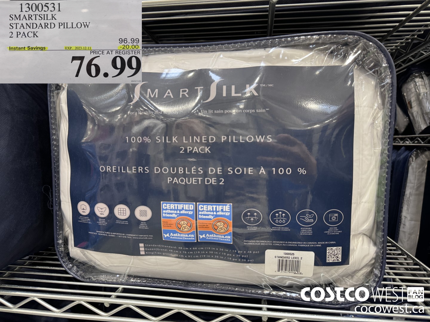 1300531 SMARTSILK STANDARD PILLOW 2 PACK ($20.00 INSTANT SAVINGS EXPIRES ON 2023-12-11) $76.99