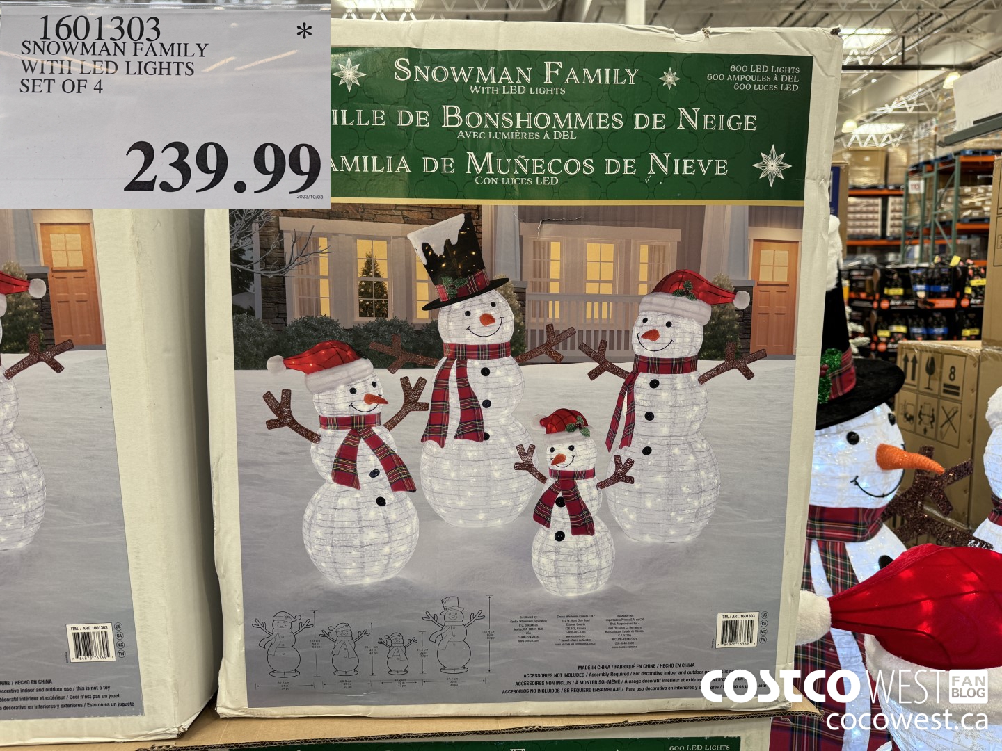 1601303 SNOWMAN FAMILY WITH LED LIGHTS SET OF 4 $239.99