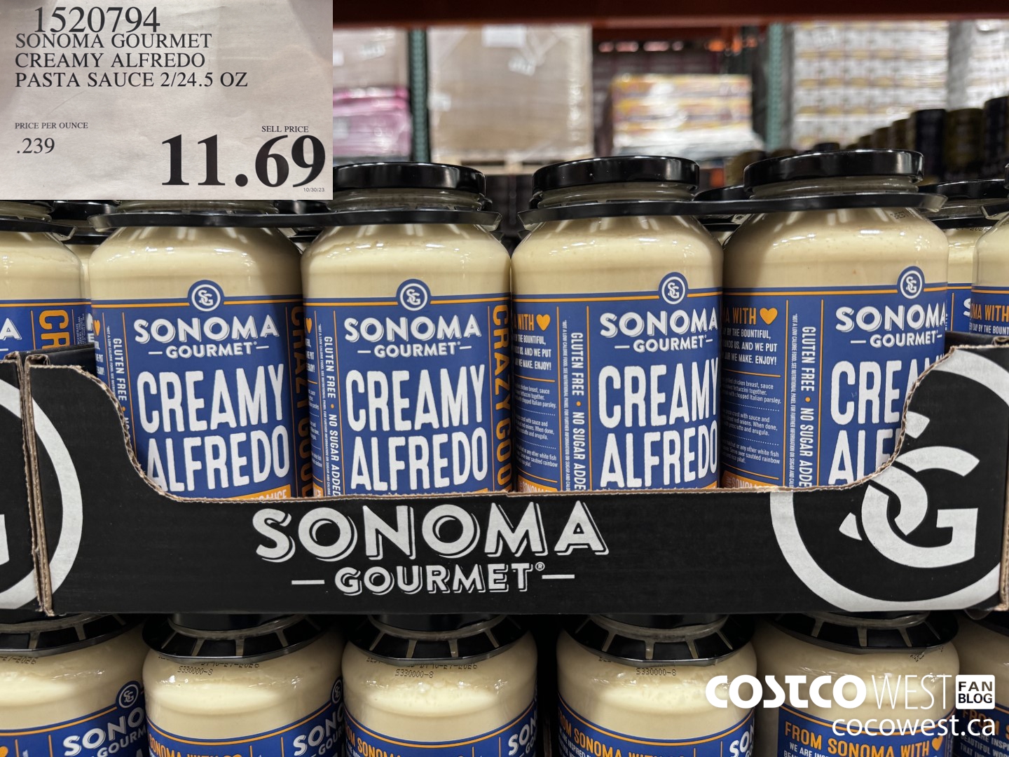 1520794 SONOMA GOURMET CREAMY ALFREDO PASTA SAUCE 2/24.5 OZ  $11.69
