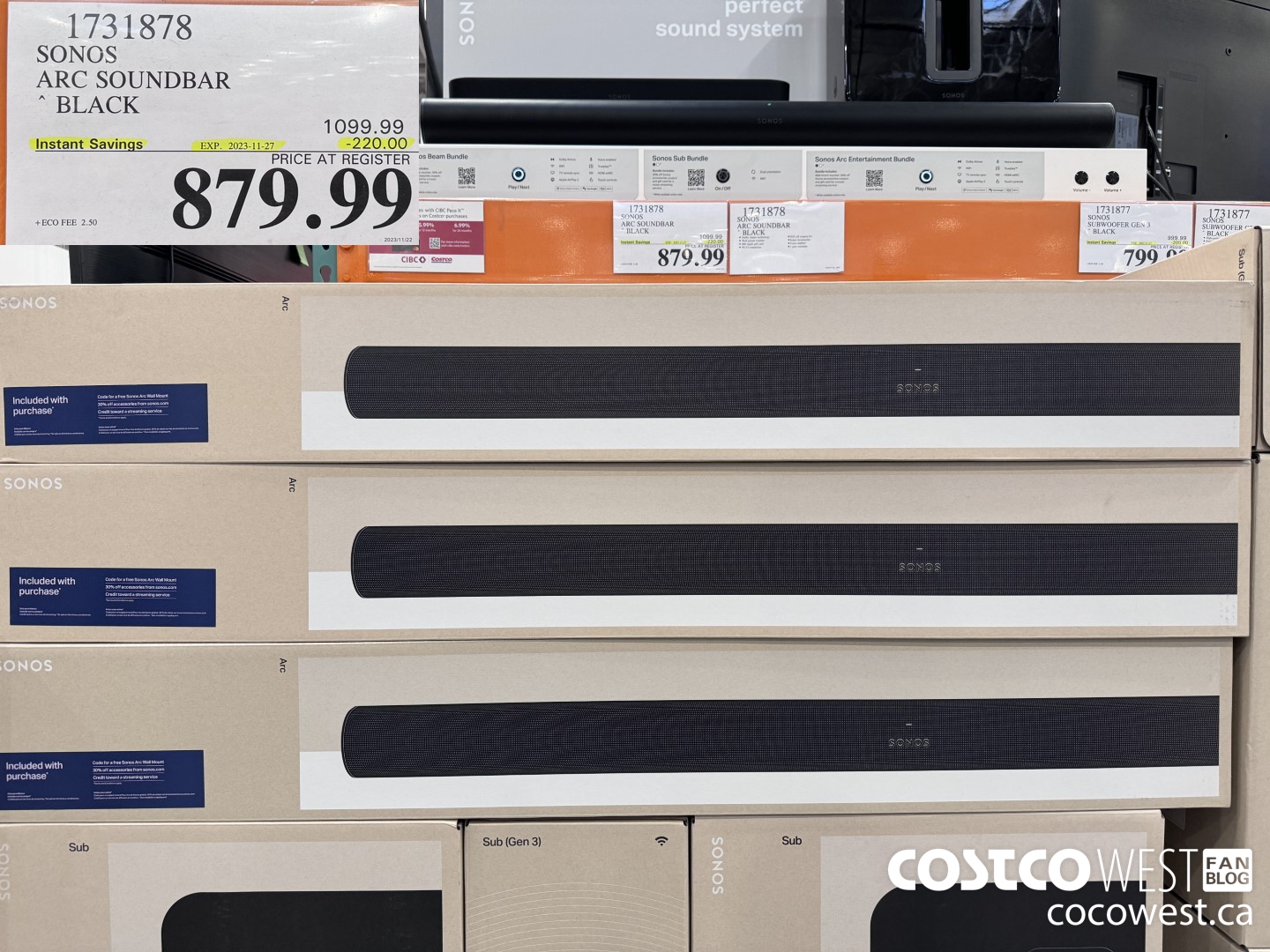 1731878 SONOS ARC SOUNDBAR BLACK ($220.00 INSTANT SAVINGS EXPIRES ON 2023-11-27) $879.99