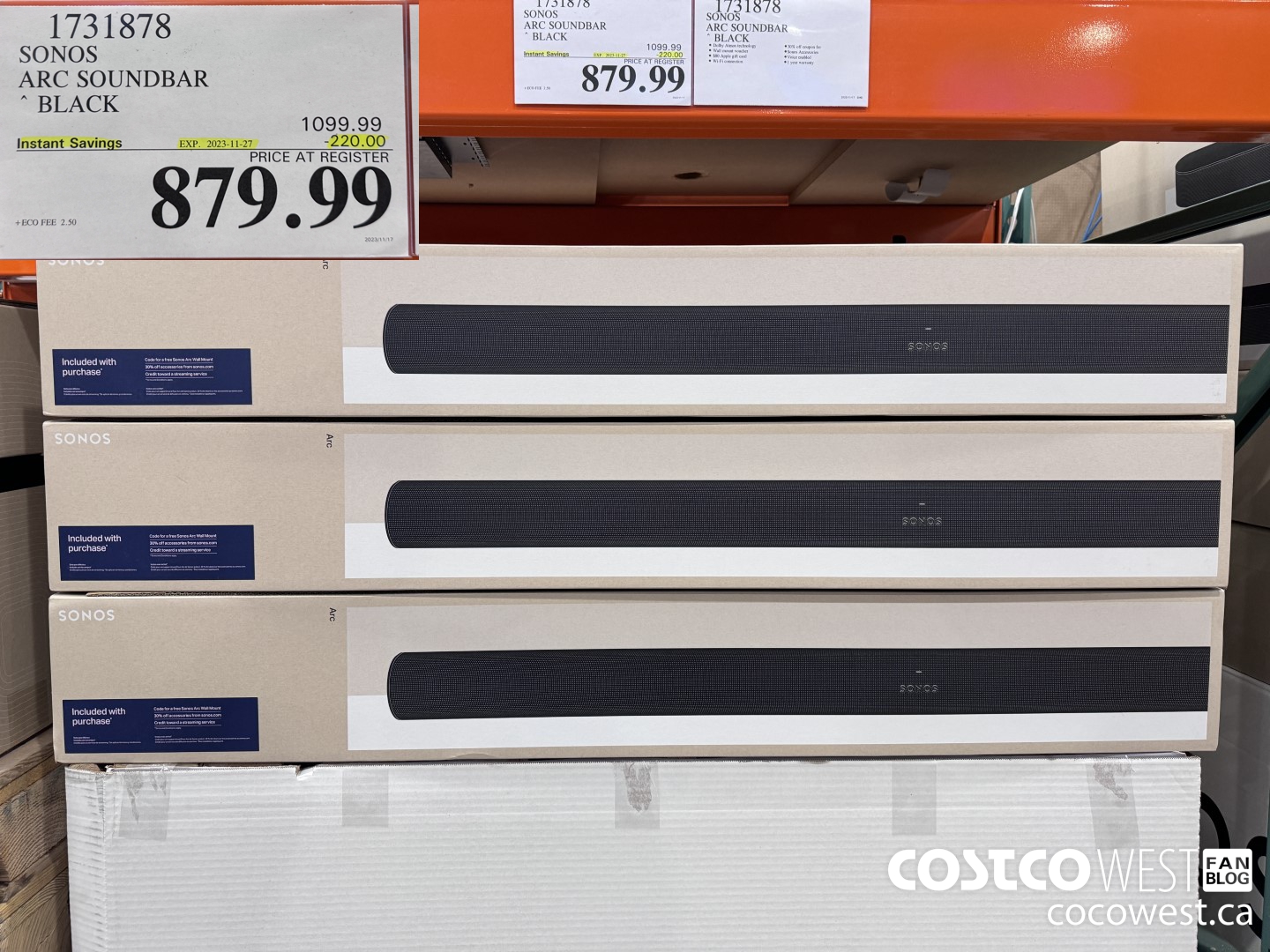 1731878 SONOS ARC SOUNDBAR BLACK ($220.00 INSTANT SAVINGS EXPIRES ON 2023-11-27) $879.99